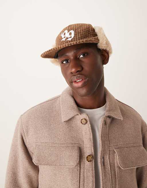 ASOS DESIGN trapper cap in heritage check in brown | ASOS